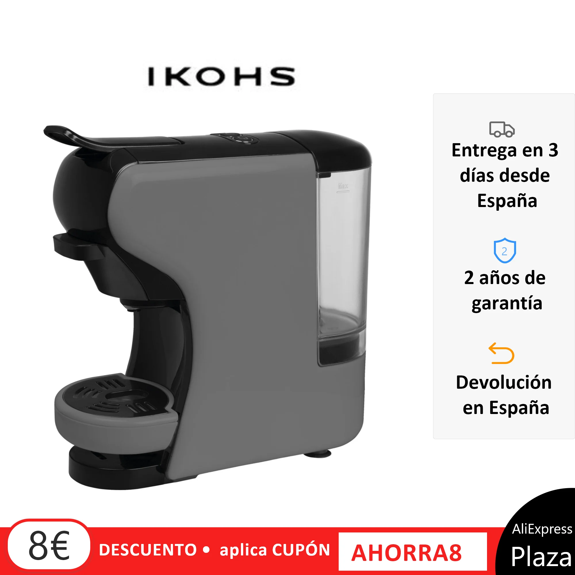 Baratos Cafetera Automática Multicápsula y Café Molido. Compatible con Dolce Gusto y Nespresso POTTS IKOHS 4 Colores Presión de 19 Bar 0.7L 1450W Uso y Limpieza Fácil Gran Funcionalidad y Garantía 2 años