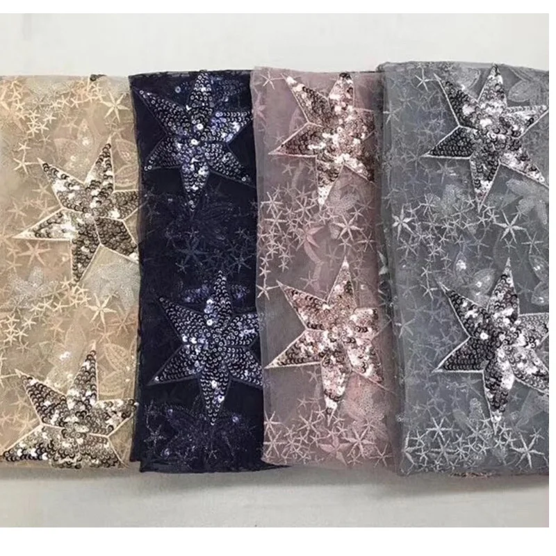 130 см x1Yard блестящая Звезда, расшитая блестками ткань 3 мм, вышитая блестками, сетчатая ткань для DIY свадебного платья, вуаль, косплей, вечернее шоу