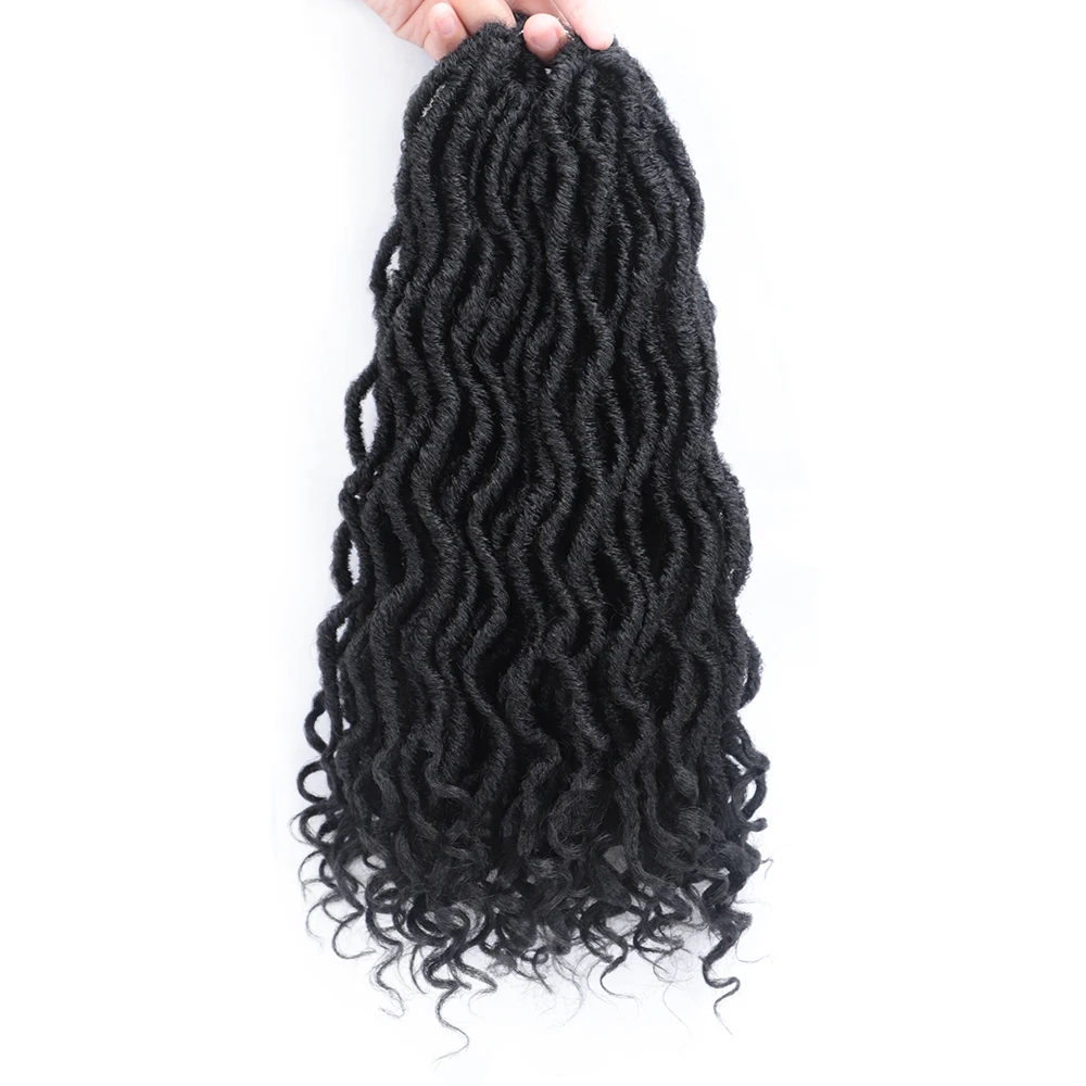 # 1B Elegant MUSES, на крючках, косички, богиня Faux locs Curly 16 дюймов мягкого натурального эффектом деграде(переход от темного к Синтетические пряди для наращивания волос 12 нитей 1 шт - Цвет: # 1B