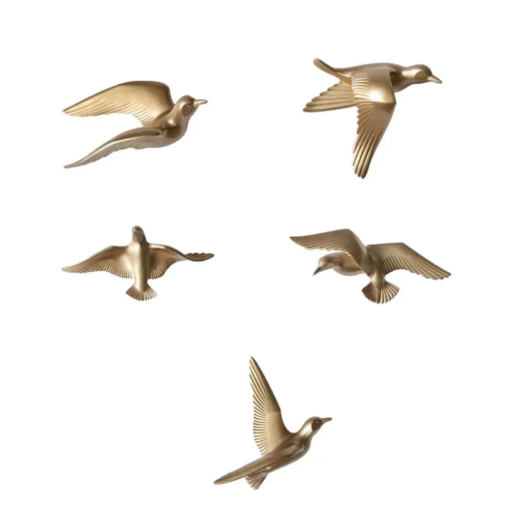 5Pcs Resin Seagull Sculptures Animal Model Statue TV Background Wall Hanging Decor for Home Living Room Hotel Office