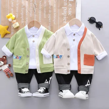 

Spring Autumn Toddler Kid Baby Boy Girl Pocket Long Sleeve Coat+Shirt+Pants Trousers Clothes Corduroy Outfits Suit Set 0-4 Years
