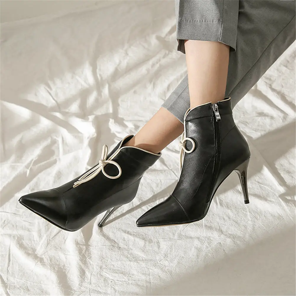 

SARAIRIS New Sexy Genuine Leather Ankle Boots Woman Shoes Women Elegant Thin High Heeled Office Lady Party Boots Female Shoes