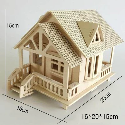 DIY 3D головоломка китайский стиль деревянный домик-избушка модель для детского подарка - Цвет: W
