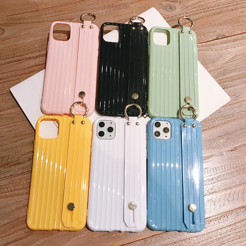 

For iPhone 11 pro Max 6 6S 7 8 Plus X Xs Max Xr Simple stripe Wrist Strap HandBand Holder Soft Silicone Case Cover capa