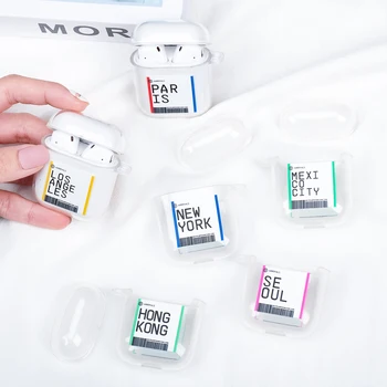 

Clear Silicon TPU Hot Ins Ticket Label Earphone Case For Apple AirPods 2nd Wireless Headset Cover For Airpods 1 Protection Cover