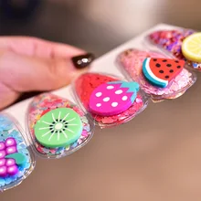 Корейский стиль прозрачные зыбучие пески детские фруктовые заколки цветной ПВХ боковой зажим для девочек BB зажим сломанные заколки головы аксессуары