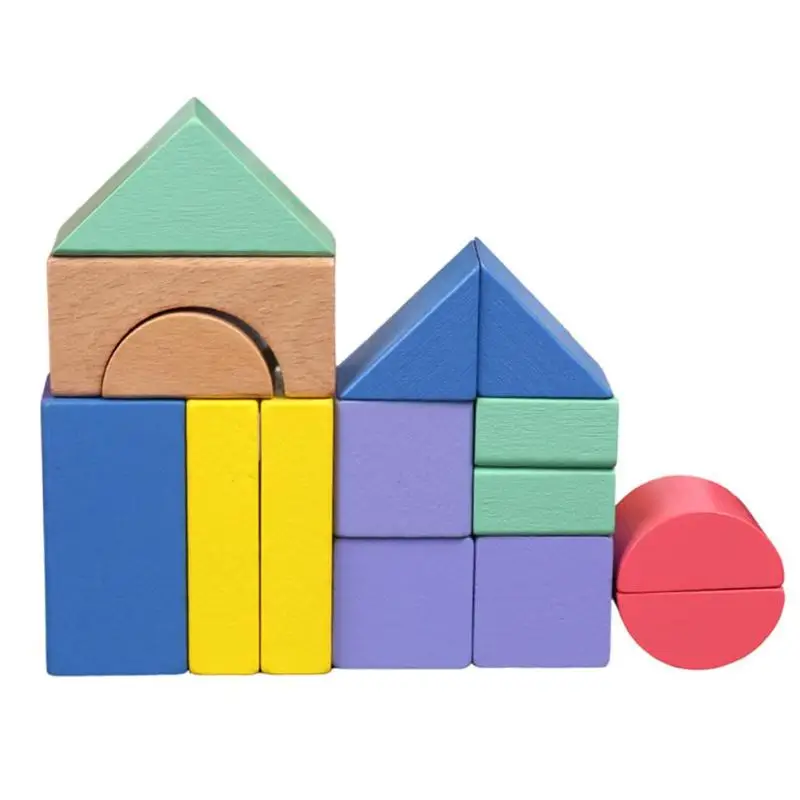 Детские развивающие игрушки красочные деревянные кирпичи собрать 15 радуг здания оригинальность родитель-ребенок интерактивный блок