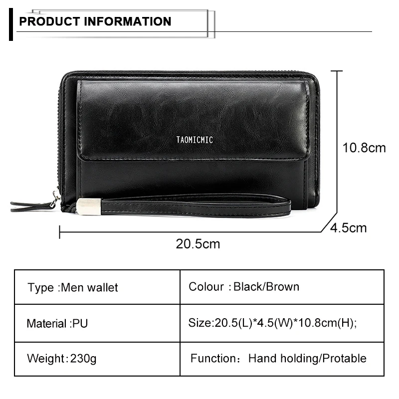 Модный длинный деловой мужской кошелек на каждый день из искусственной кожи