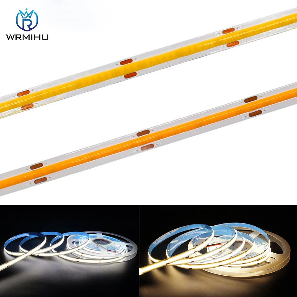 Super Bright DC12V 24V 320 384 528 LEDs/m RA90 High Density Flexible White Warm Dimmable COB FOB Linear LED Strip Light | Лампы и