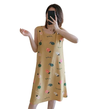 

Women Summer Korean Style Sweet Lovely Nightgowns Kawaii Ladies Oversized Sleeveless Sleepwear