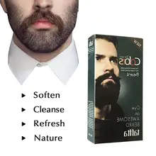 Crema para tinte de bigote y barba para hombres, tinte de Color negro Natural, Color rápido, con 1 par de guantes desechables