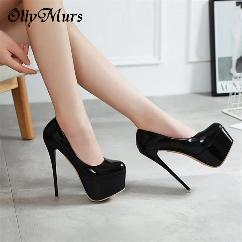 

OllyMurs New Snakeskin Pumps 16 CM high With Club high heels Sexy high-heeled shoes Round Toe Women Pumps Big size 42