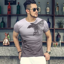 Лето, стиль, футболка с принтом Орла для мужчин, эластичная футболка с коротким рукавом, Tide T3025