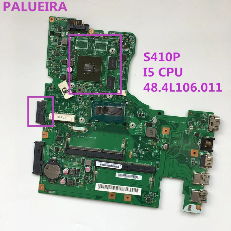 PALUBEIRA материнская плата для ноутбука lenovo S410P 48.4L106.011 процессор I5 DDR3 тестовая работа