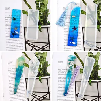 

4 Pcs DIY Bookmark Resin Mold Bookmark Token Silicone Molds Jewelry DIY Art Craft Transparent Mold