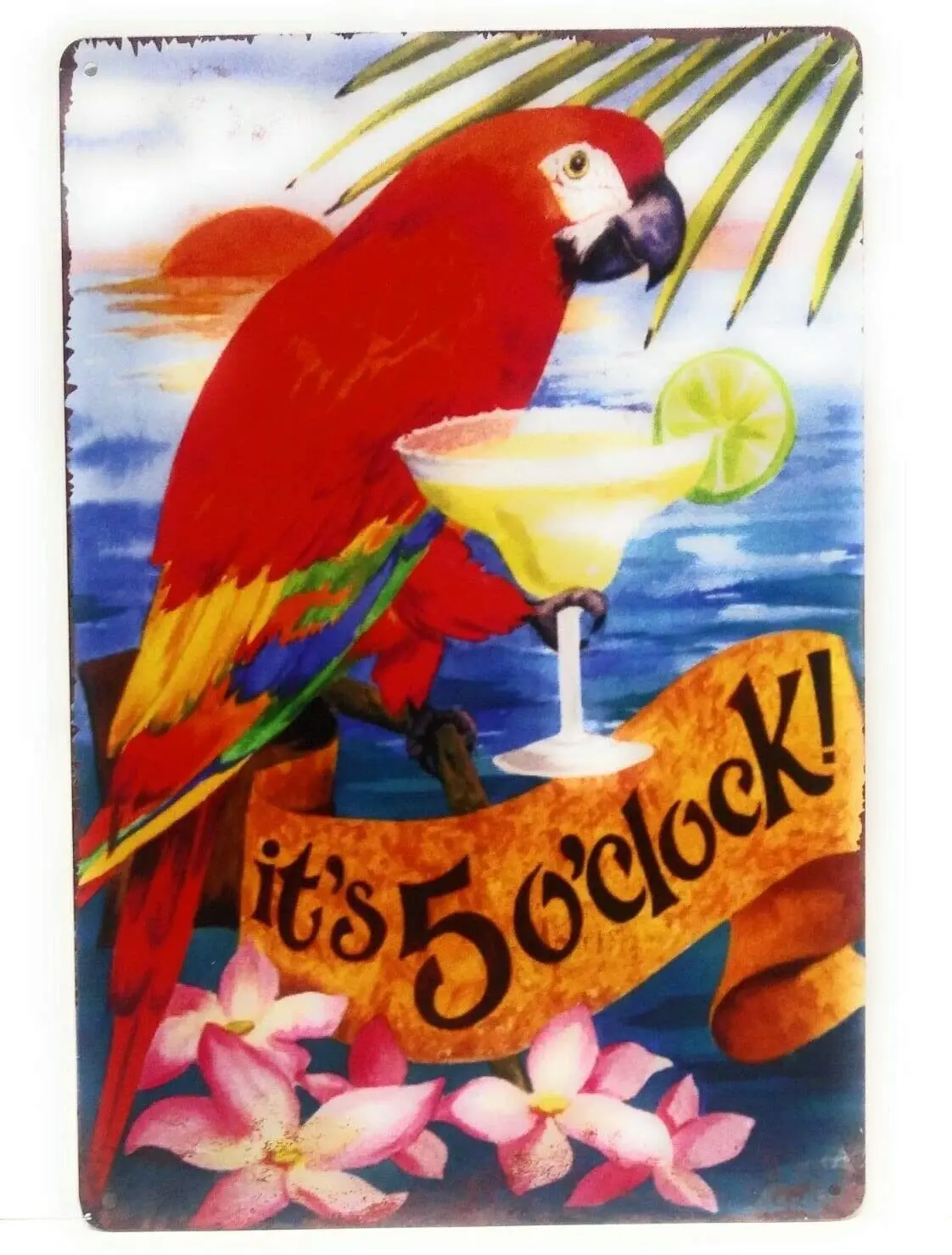 

Metal Tin Sign It's 5 O'clock Parrot Pub Bar Retro Poster Home Kitchen Restaurant Wall Decor Signs 12x8inch
