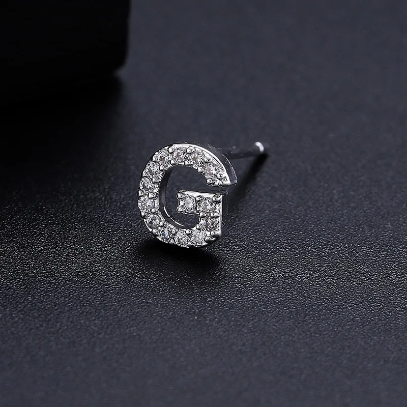 G Мини-серьги-гвоздики с A-Z, серьги с буквами, серебряные серьги-гвоздики, ювелирное изделие, креативный Рождественский подарок для женщин и девочек - Окраска металла: G