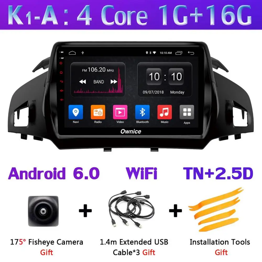 Панорамная камера 360 ° 4G SIM WiFi Android 9,0 4G+ 64G SPDIF DSP CarPlay Автомобильный плеер для Ford Kuga 2013- C-Max gps радио - Цвет: K1-A