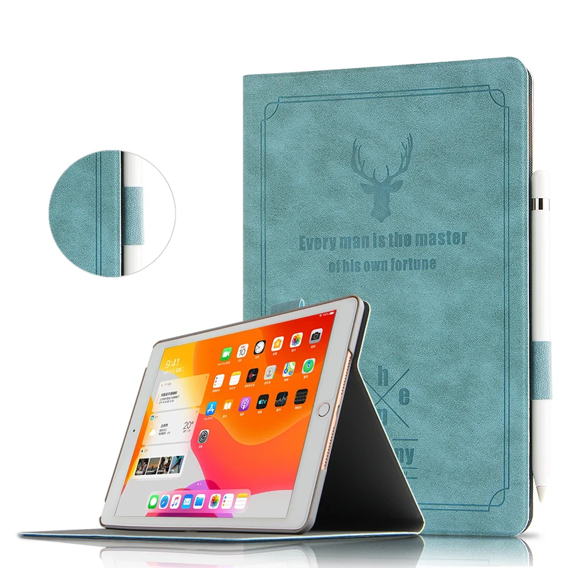 Голова оленя из искусственной кожи чехол для IPad 7th Gen 10," A2197 A2198 чехол-подставка для планшета Защитный Авто смарт-чехол для сна/пробуждения+ ручка