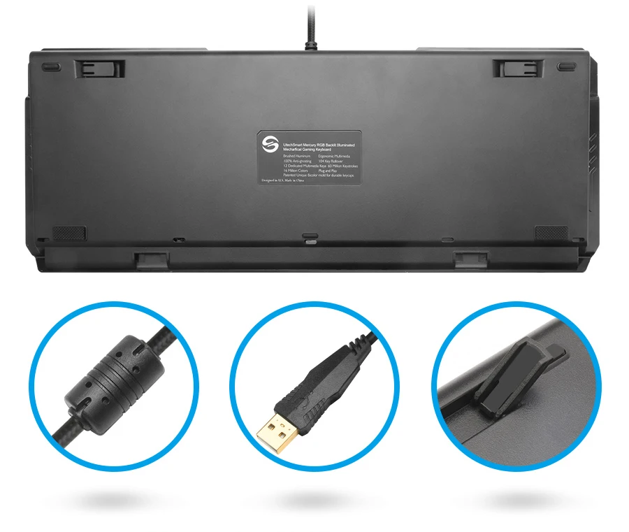 Rocketek R580 RGB Алюминиевый USB Механическая игровая клавиатура синий переключатель со светодиодной подсветкой 104 ключ анти-ореолы проводной ПК компьютерный геймер