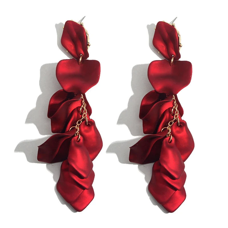 

Jouval Statement Flower Long Drop Earrings For Women Lady Female Petal Tassel Gold Chain Dangle Earring Fashion Jewelry Brincos