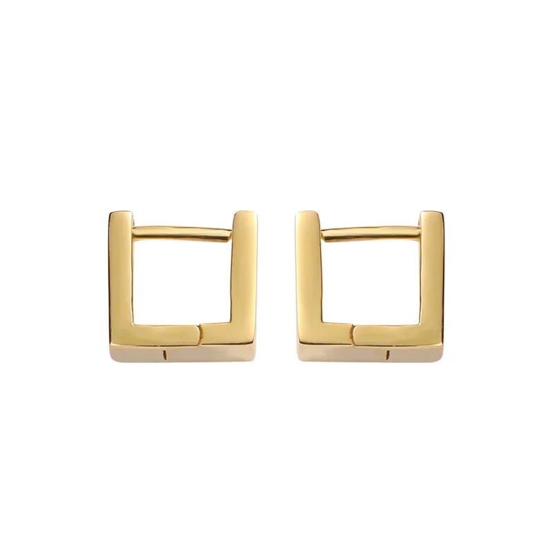 Gold ElfoPlataSi, настоящее 925 пробы, серебряные милые Полые квадратные серьги-кольца для женщин, свадебные украшения, подарок DS1807 - Окраска металла: Gold