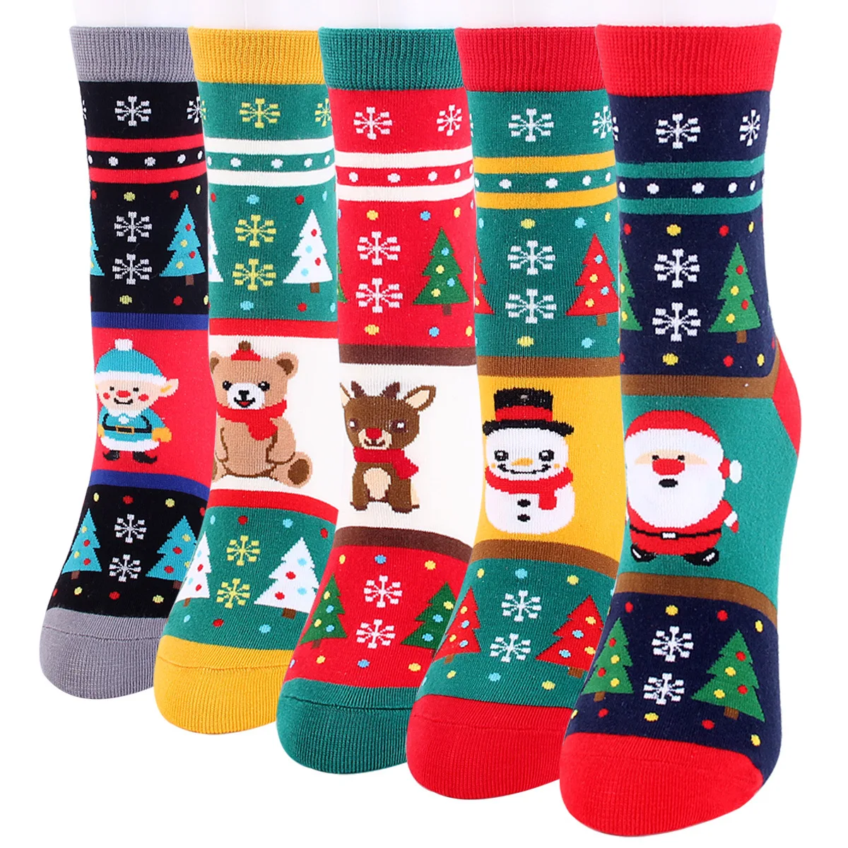 Дышащие женские осенние носки с мультяшным принтом Рождественские Носки