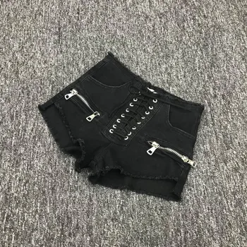 

Summer Super Short Womens Shorts Hot Sexy High Waist Lace Up Jeans Trousers Female Wide Leg Tassels Kpop Dancing Ladies Shorts
