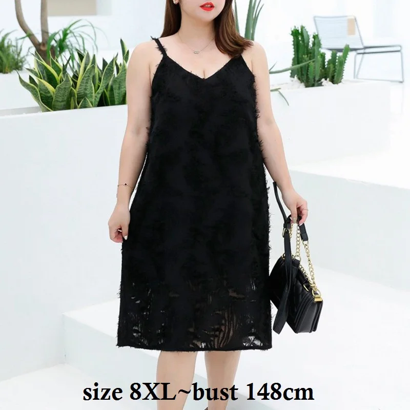 Feathe женские черные элегантные платья на тонких бретельках размер 8XL обхват груди