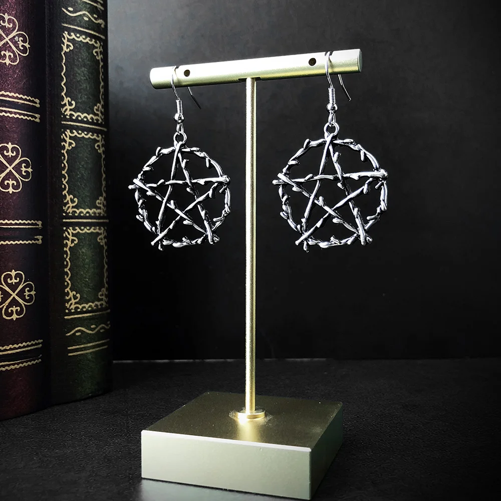 Drop Earrings Halloween Goth Pentagram Drop Earrings for Women Star Earring Punk Gothic Accessories Silver Color Women's Geometry Jewelry