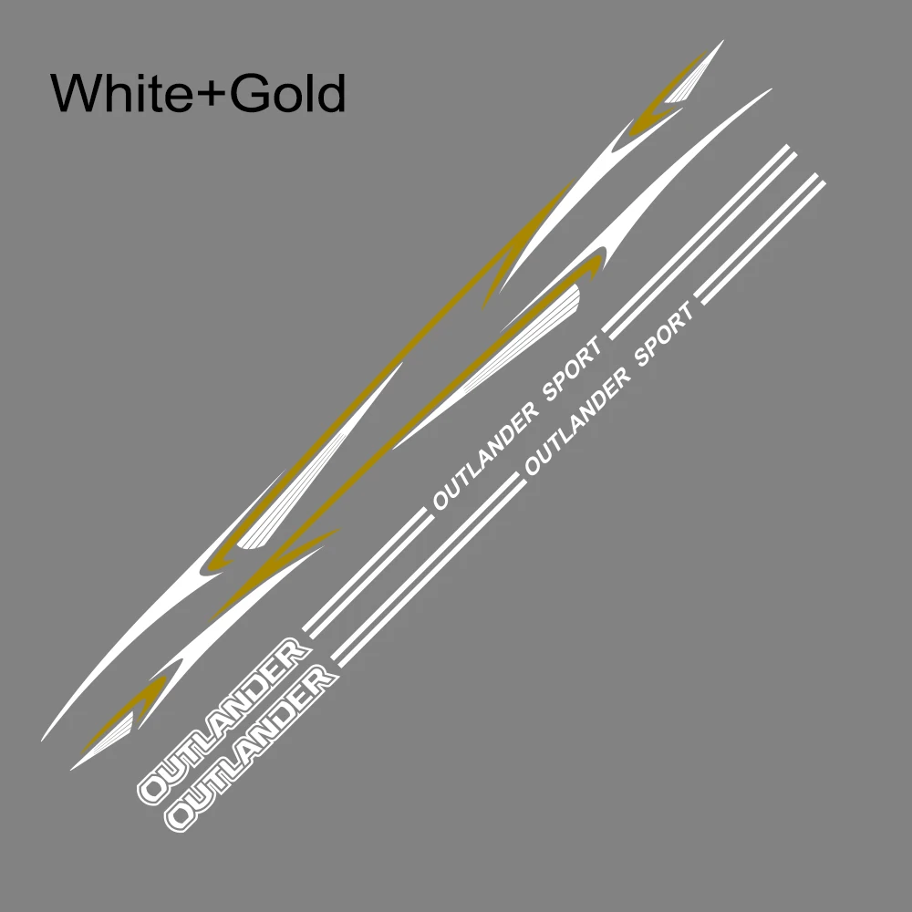White Gold 2 шт. наклейка на боковую дверь автомобиля для Mitsubishi Outlander DIY авто Спорт Персонализированная виниловая пленка наклейка Стайлинг Тюнинг автомобиля аксессуары - Color Name: White Gold