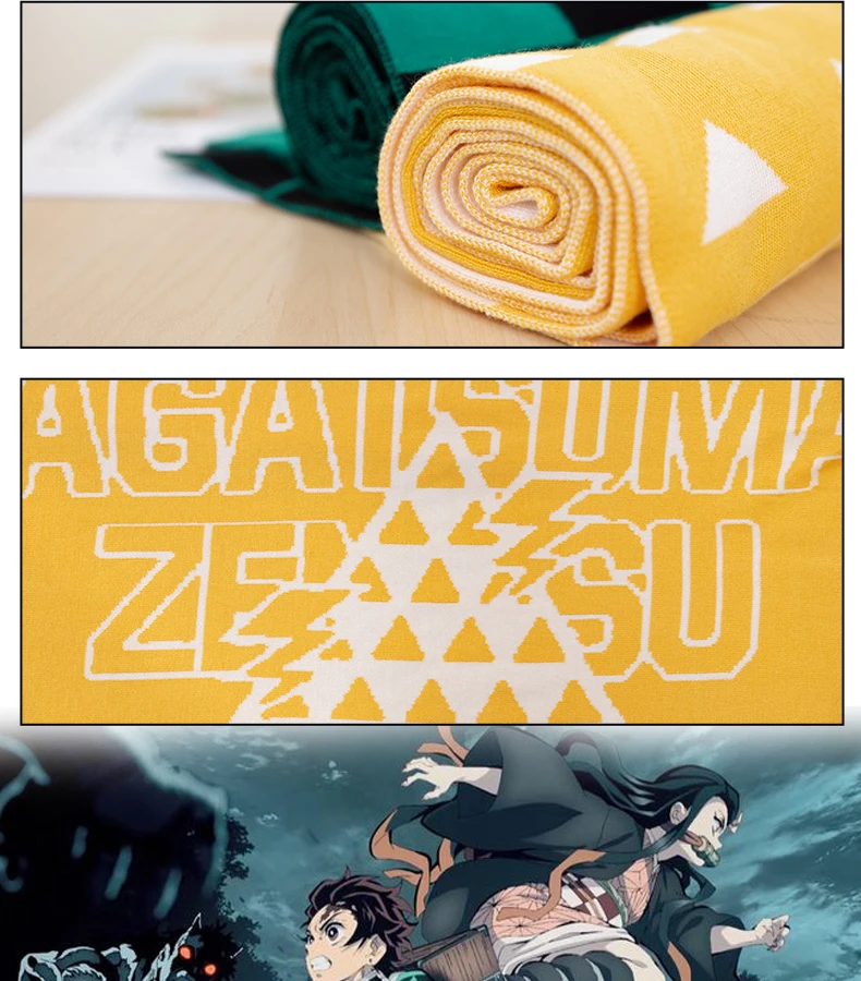 Аниме демон убийца Kimetsu no Yaiba Tanjirou Nezuko Zenitsu плюс длина сохраняет тепло шарф для косплея зимний шейный платок 200 см* 25 см i