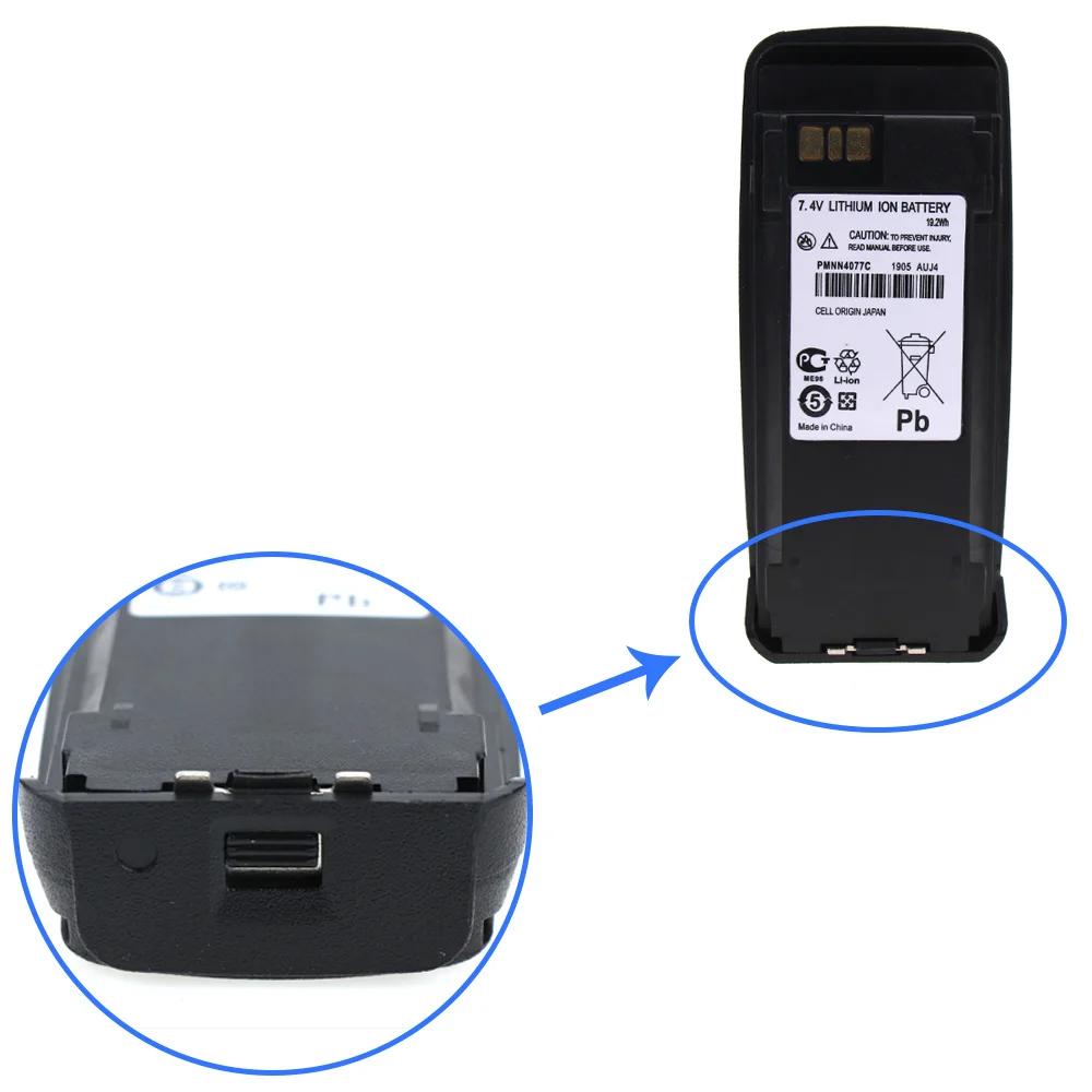 Замена для Motorola mototrbo DP3400 батареи с зажимом 2000mAh li-ion