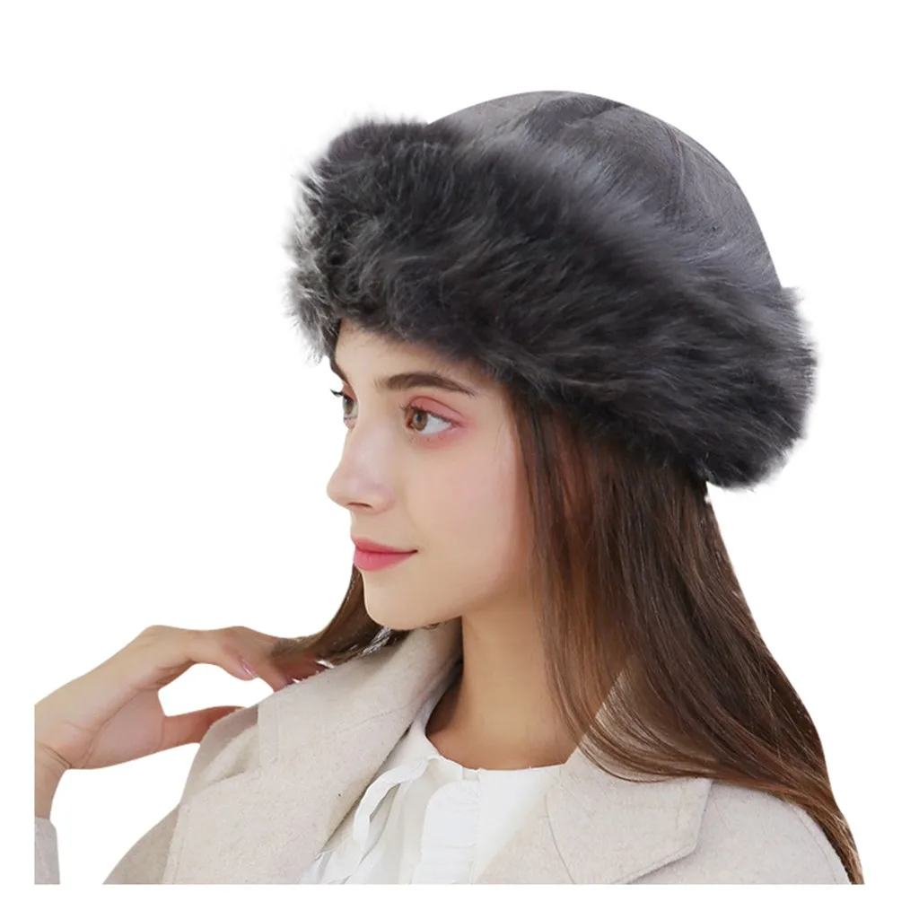 Gray 2 Шапка теплая женская мягкая утолщенная женская зимняя шапка однотонная Толстая теплая однотонная шапка с наушниками шерстяная шапка однотонная цветная шапочка высокого качества - Цвет: Gray 2