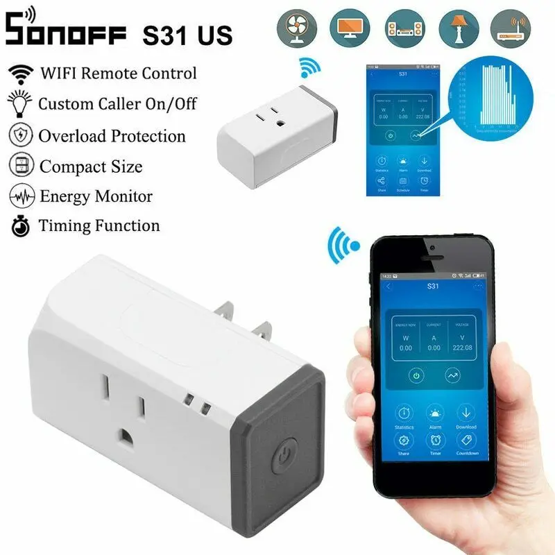 Sonoff S31 US Mini Wifi умная розетка домашний измеритель энергопотребления монитор использование энергии приложение дистанционное управление с Alexa Google
