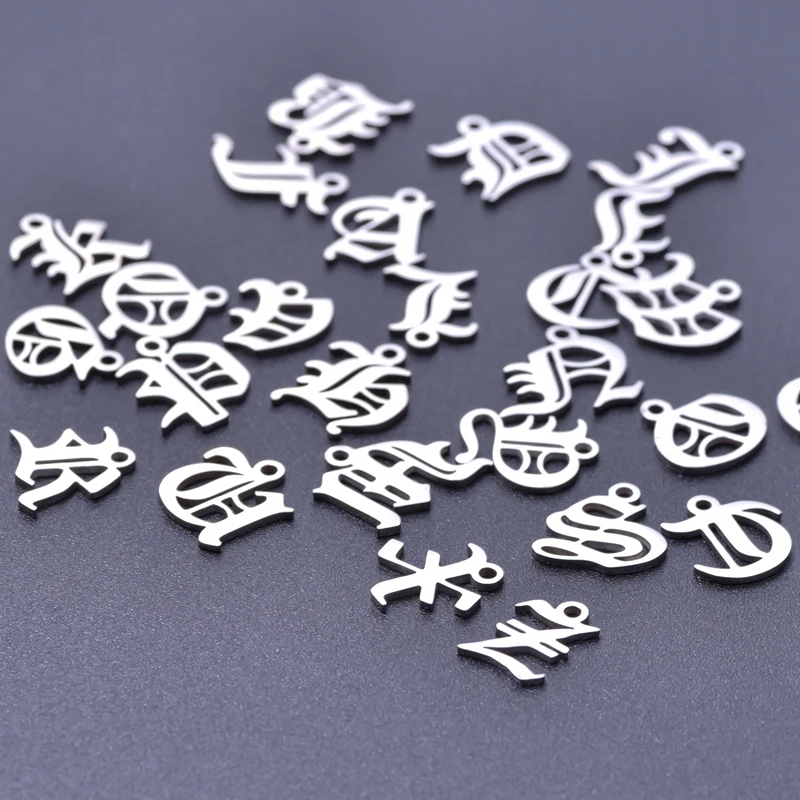 5pcs Gothic Stainless Steel Initial Charms For Jewelry Making