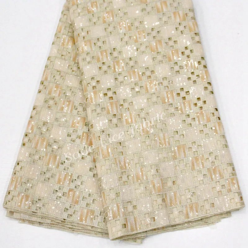 African Lace Fabric High Quality French Double Organza Lace Fabric Latest Sequins Lace Fabrics For Women clothes DG426