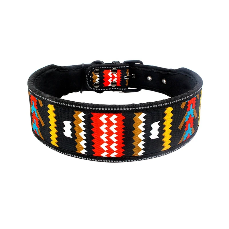 G Светоотражающий нейлоновый ошейник для собак с модным принтом регулируемые ошейники для средних и больших собак Pitbull s m l - Цвет: G