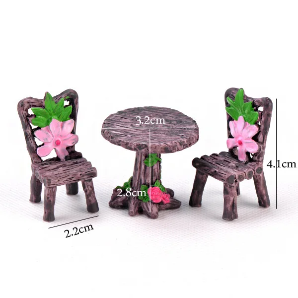 table and chairs BAIUFOR мини декор для кухонного стола и стула Сказочный Сад миниатюрные фигурки террариума декор для кукольного дома кукольный дом аксессуары - Цвет: table and chairs