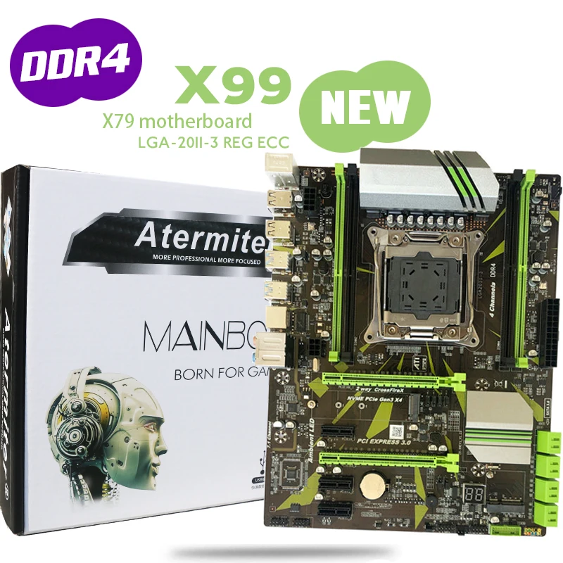 Материнская плата atermiter X99 с процессором Xeon E5 2678 V3 E5-2678V3 4 шт. X 16 ГБ = 64 Гб 2400 МГц DDR4 память ECC Reg