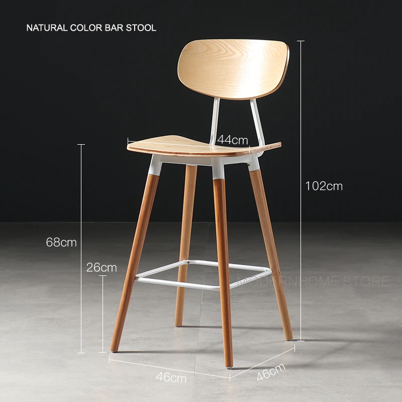 Natural bar stool Акция, современная, модный Скандинавский дизайн, орех, натуральный цвет, фанера, металл, лофт, столовая, боковая стойка, барный стул, стул, 1 шт - Цвет: Natural bar stool