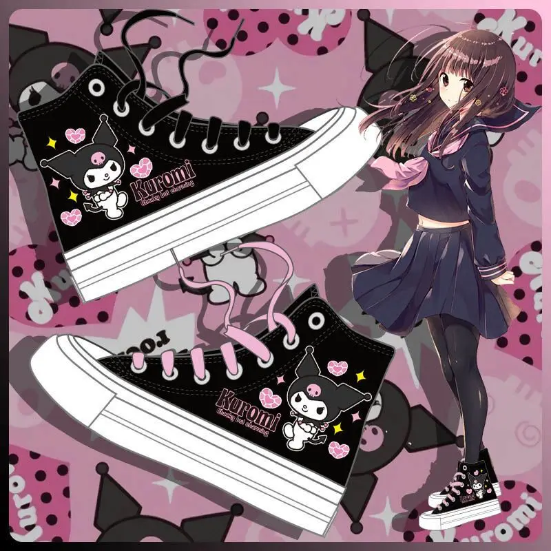 Крутые туфли для девушек с японским мультяшным аниме принтом Вулканизированная