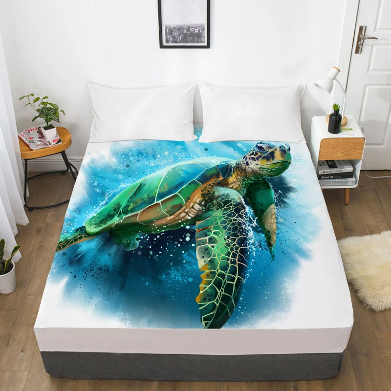 3D простыня, простыня с эластичной королевой/на заказ, наматрасник 180/150*200/160x200 животное морская черепаха, Прямая поставка - Цвет: Turtle