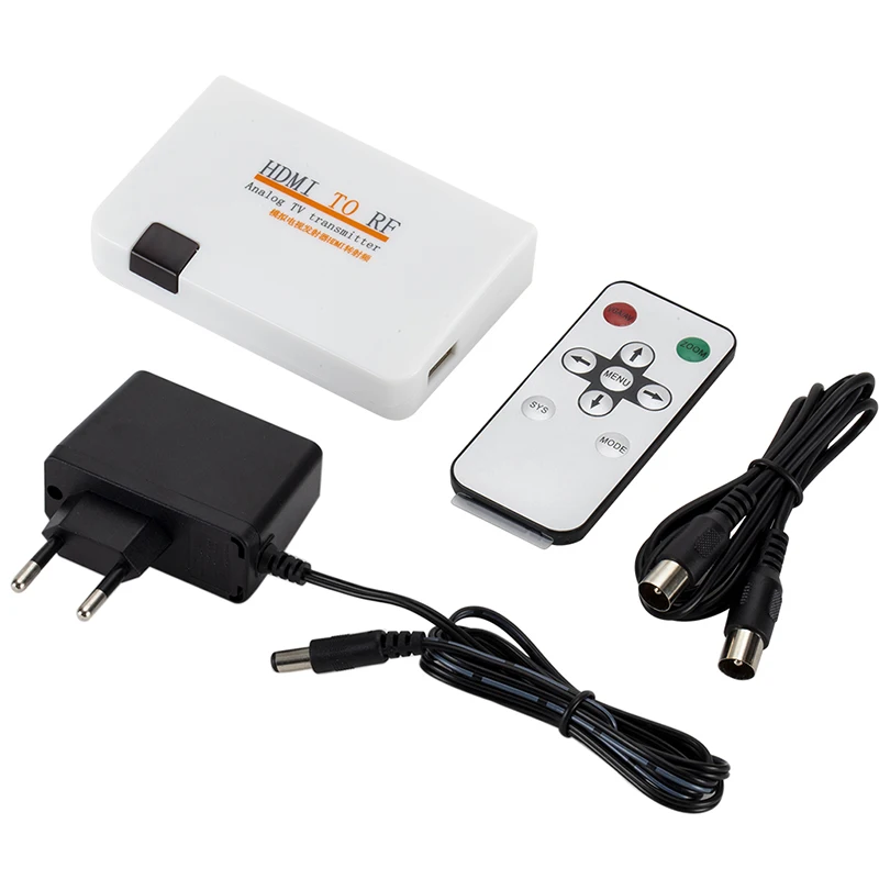 Черный Универсальный HDMI к РЧ коаксиальный конвертер коробка адаптер кабель с пультом дистанционного управления питания - Цвет: Черный