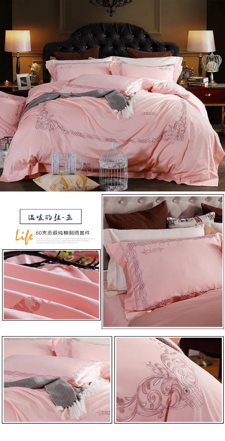 TANGY Textile 60 длинноволокнистое хлопковое вышитое постельное белье из хлопка, пододеяльник, зеленая вилла
