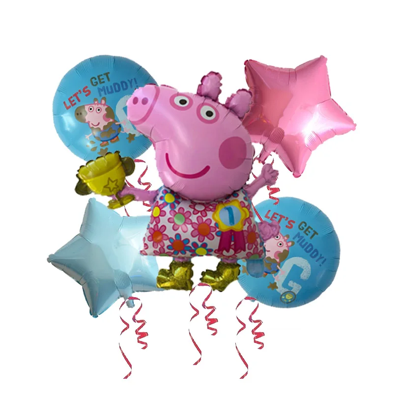 5 шт./партия 18 дюймов Peppa Pig helium Воздушные шары Дети День Рождения вечерние украшения детский душ Джордж баллон детские игрушки globos - Цвет: Флуоресцентный желтый
