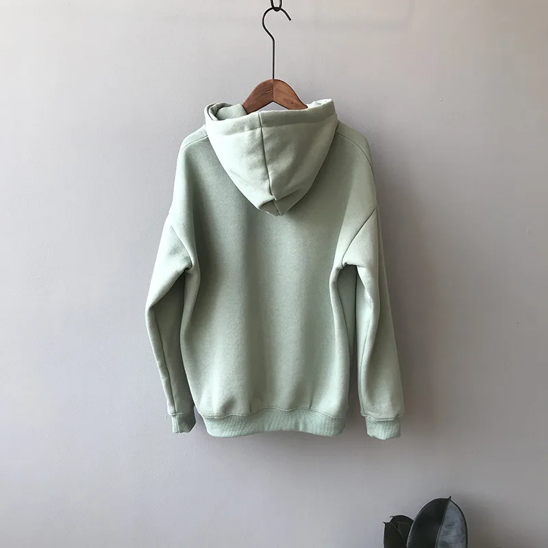 Autumn and winter new Fleece Hoodie women's Korean casual letter Plush top crop hoodies sweatshirts