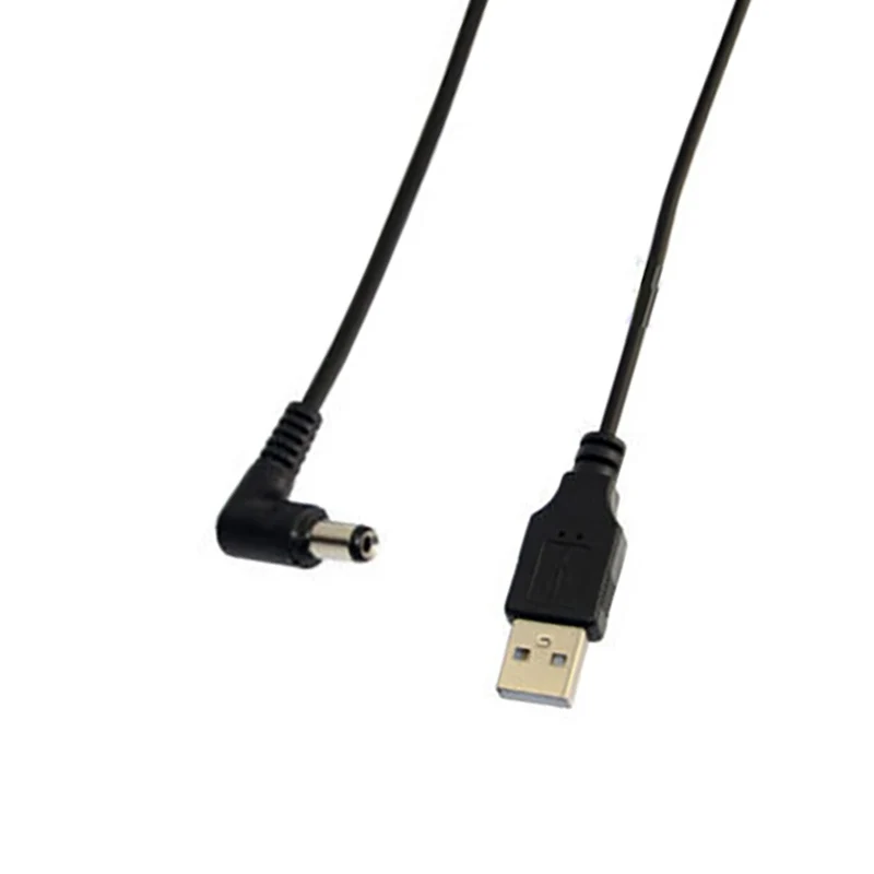 5FT/1.5M Spring Coiled USB Cable, USB 2.0 A Male Plug to DC Power Jack 5.5mm x2.1mm Cord Cable Black(DC5.5x2.1 Black 90 Degree