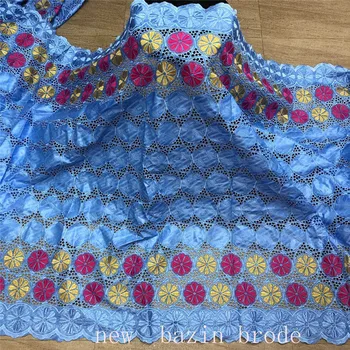 

New arrival Blue african BAZIN riche fabric with Embroidery lace african Guinea Brocade cotton fabric 27L071239