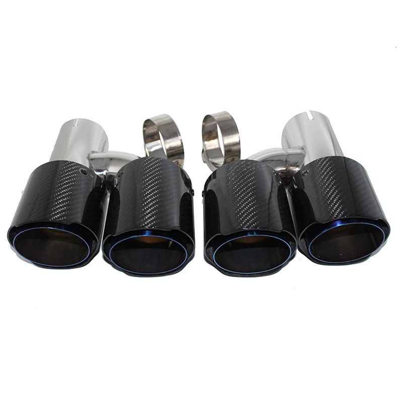 Car exhaust pipe tail nozzle H-shaped double nozzle carbon fiber twill grilled blue tail throat four-out tail throat sile SZ009